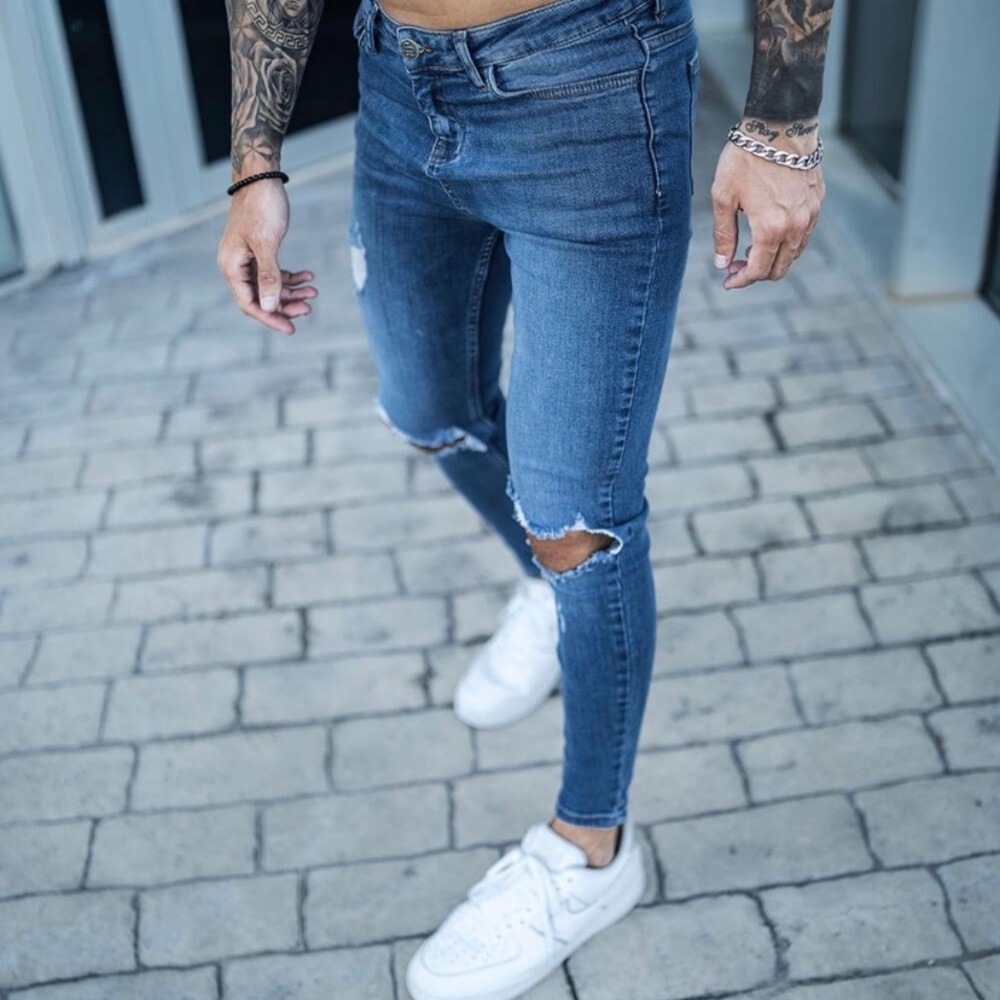 Sinners Attire Destroyed Jeans- Dark Blue